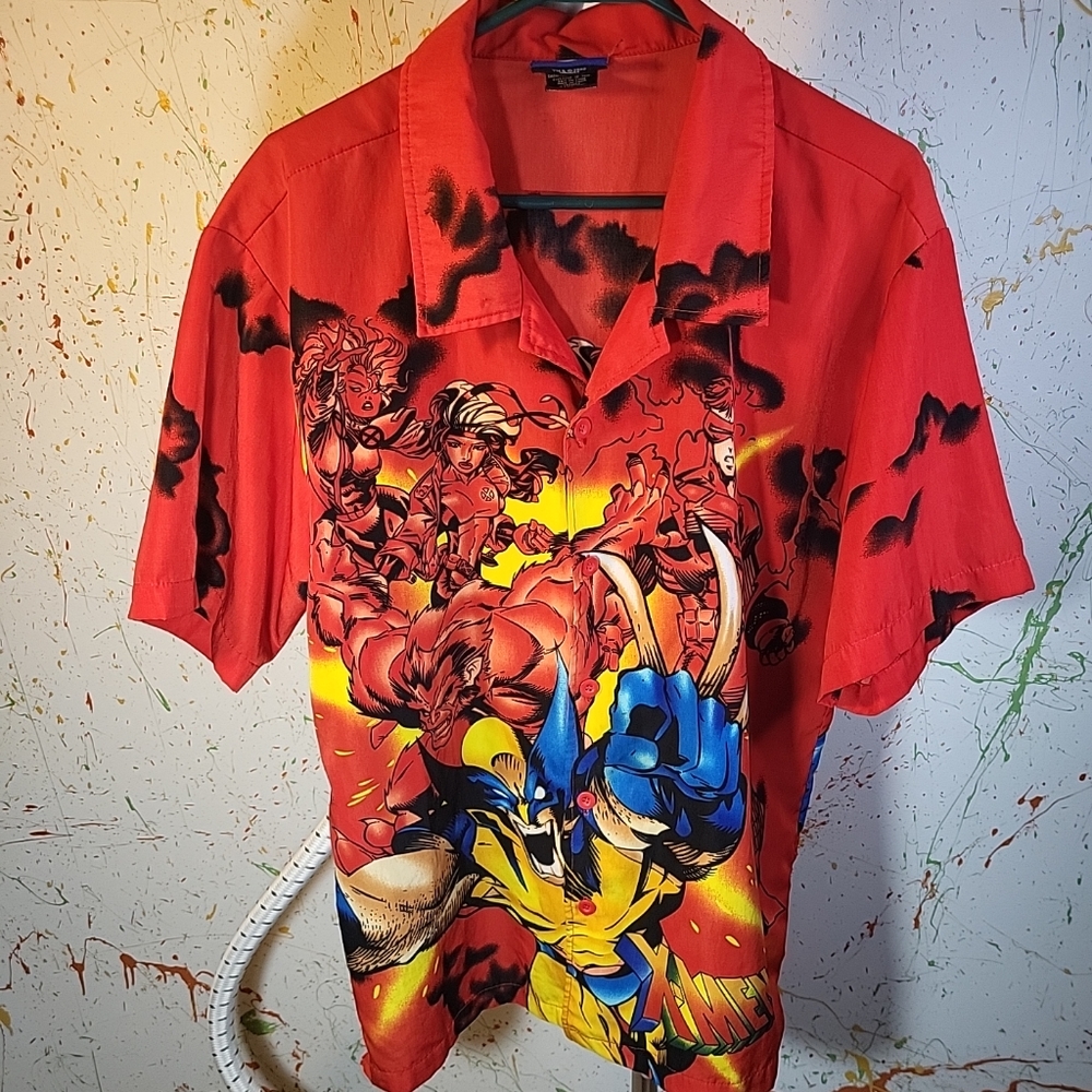 Vintage Y2K X-men Button Shirt  Men Size M Single Stich